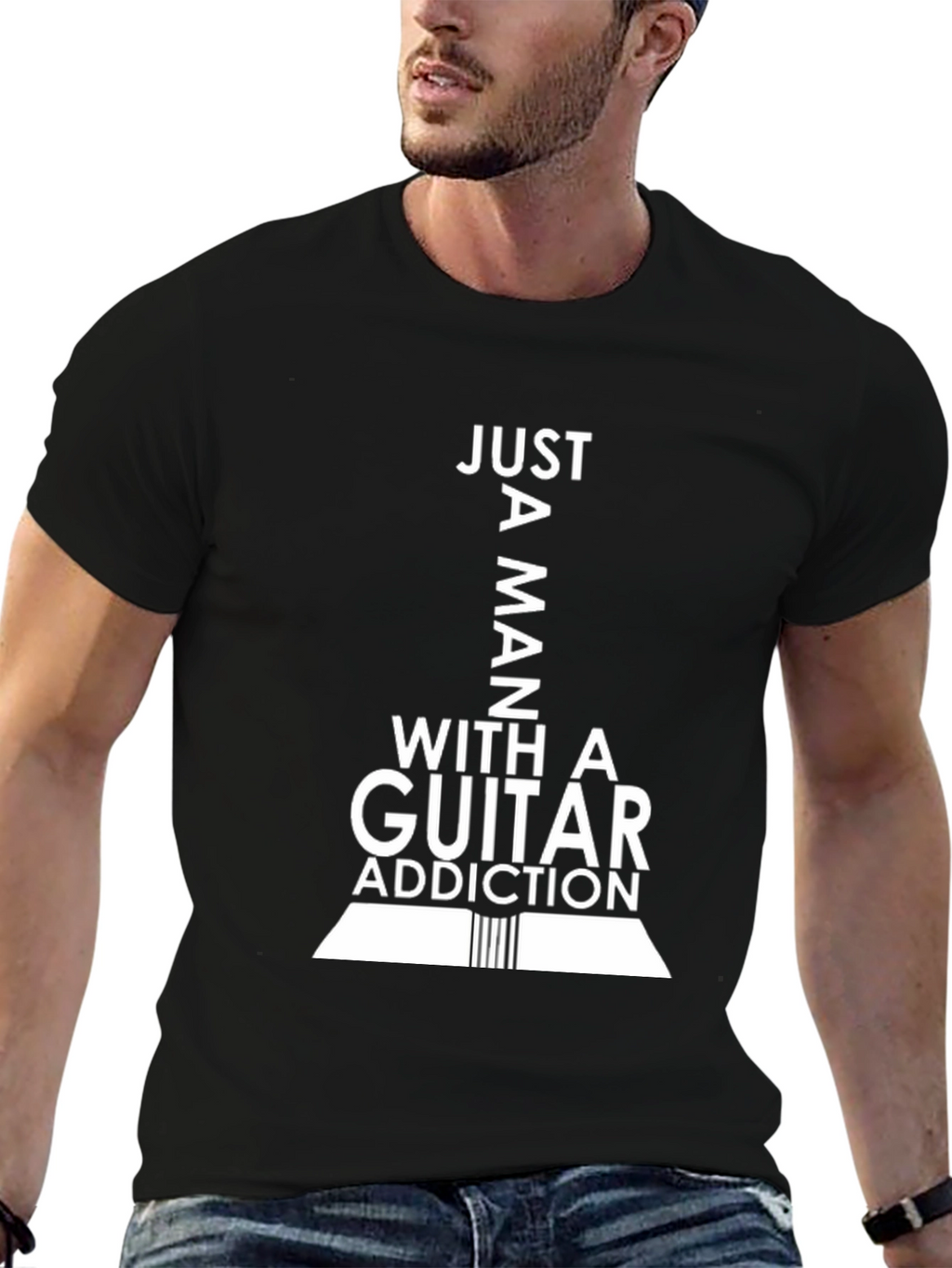 Guitar Addiction Graphic Tee - Musicians Black T-Shirt