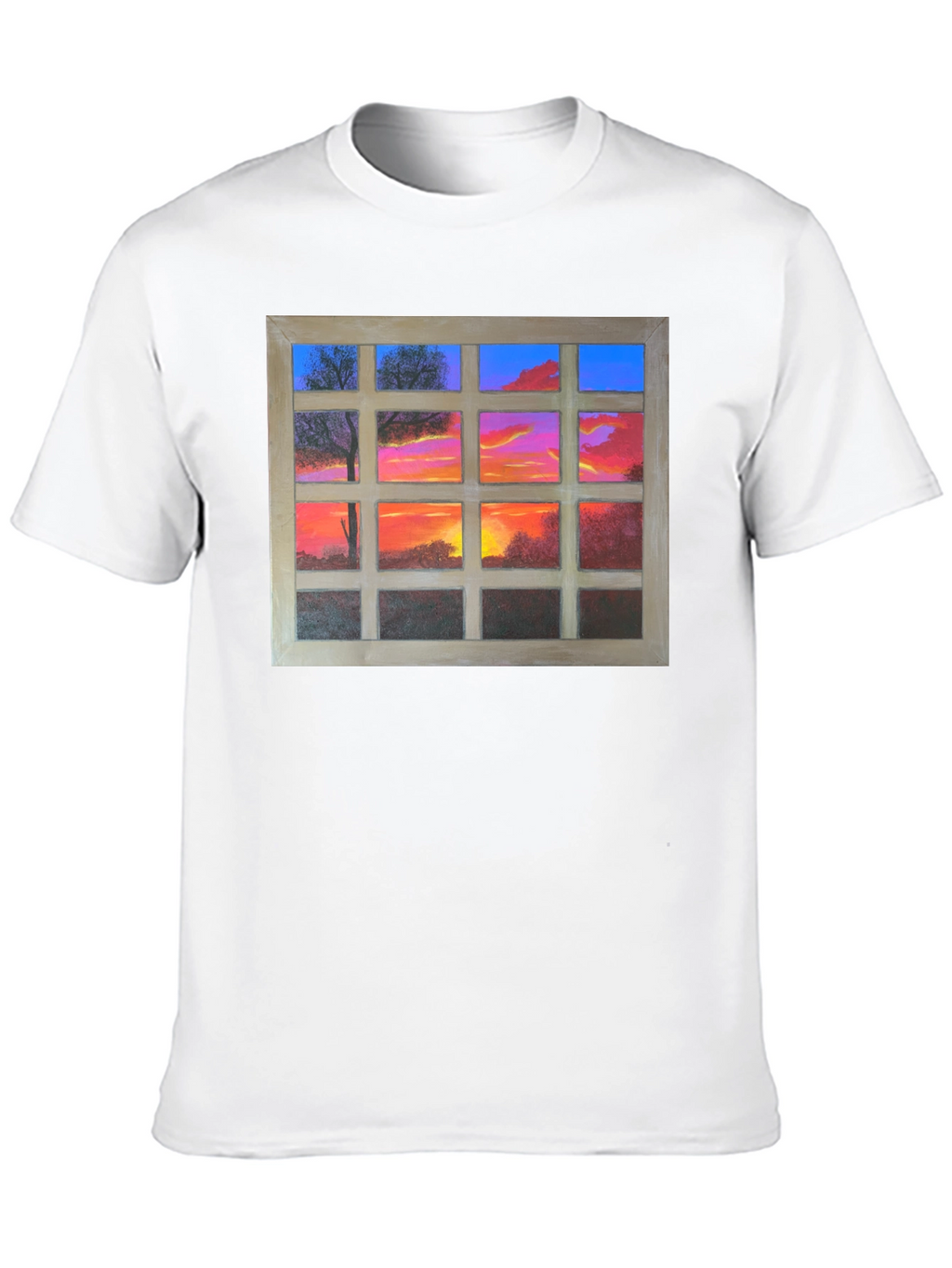 Sunset Window View Graphic T-Shirt - Casual Comfort