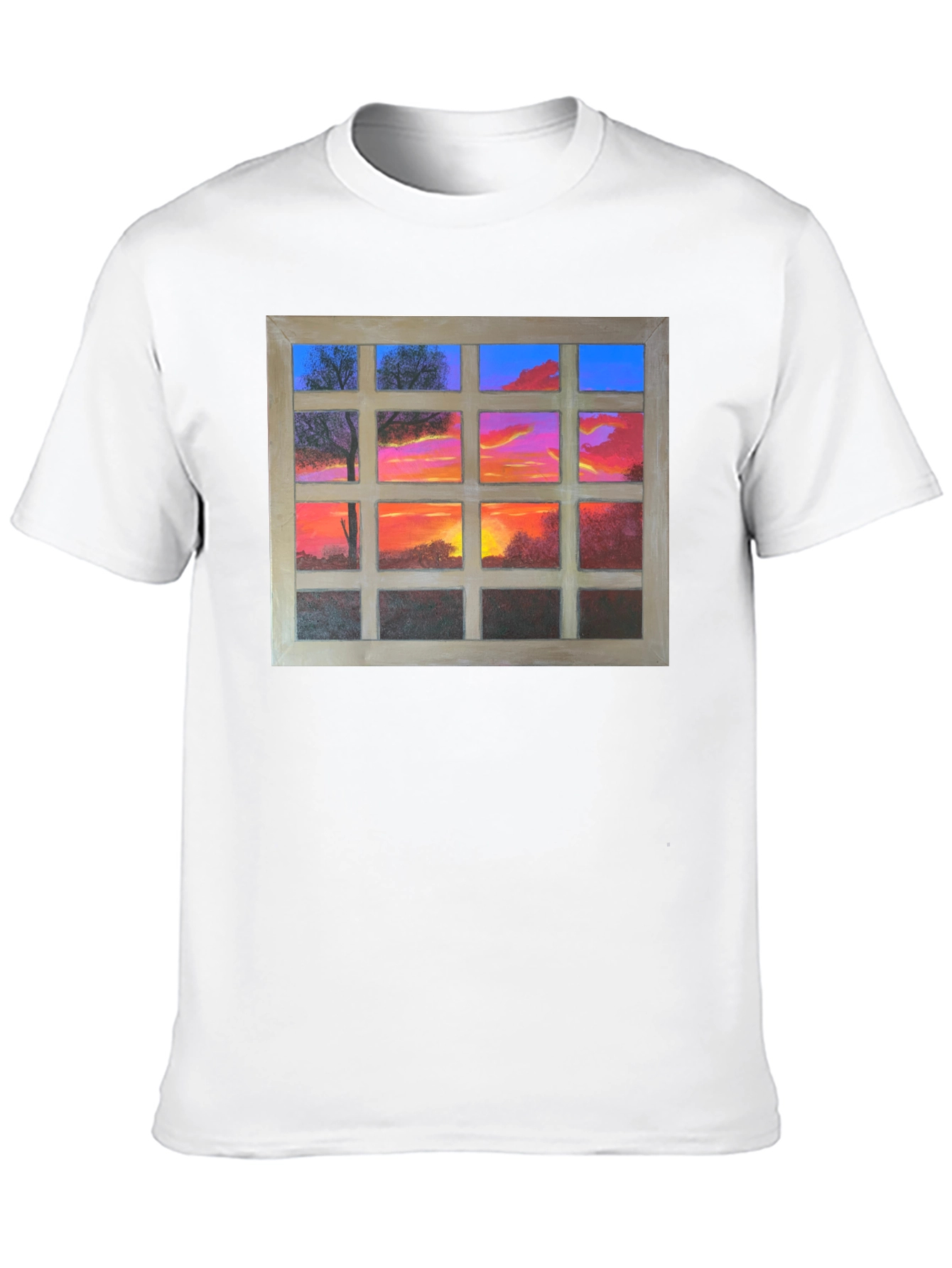 Sunset Window View Graphic T-Shirt - Casual Comfort