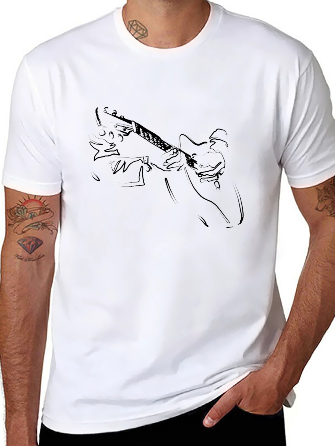 Guitar Player Black T-Shirt - Musician Graphic Tee
