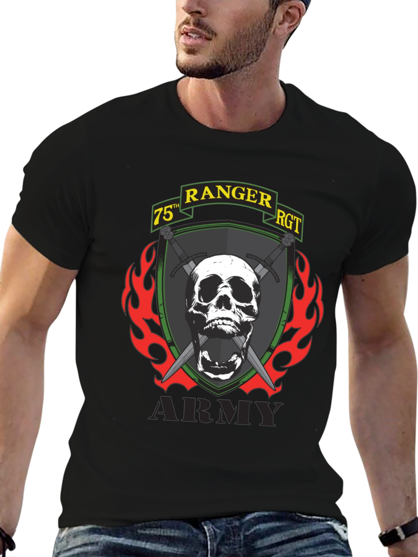 75th Ranger RGT Skull Graphic T-Shirt - Army Pride
