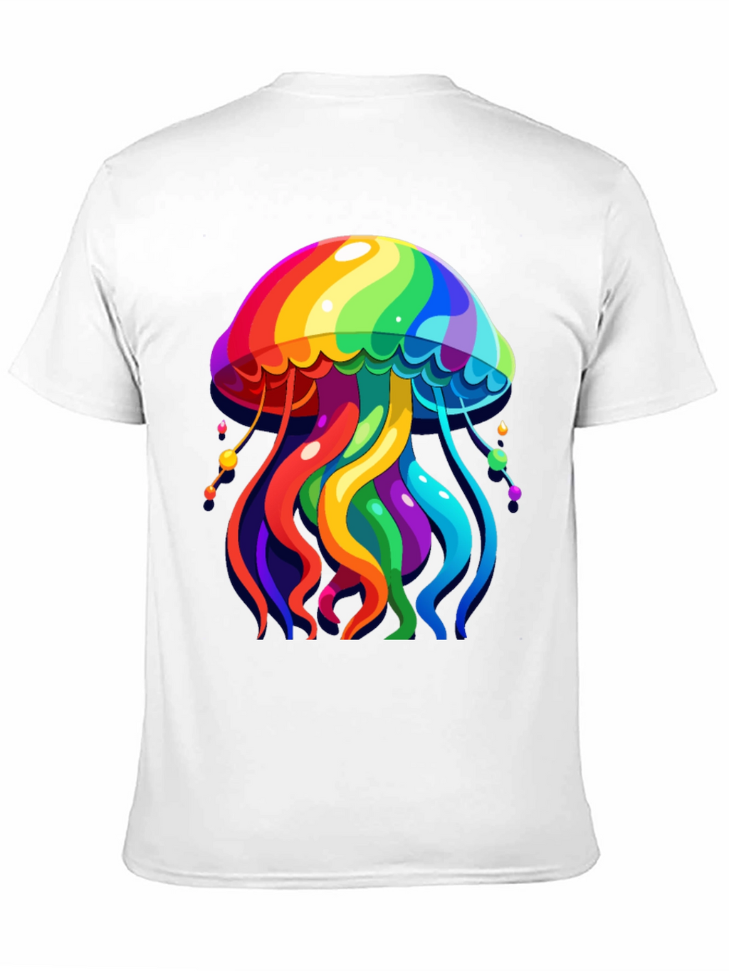Rainbow Jellyfish Graphic Tee - Black Cotton Casual Shirt