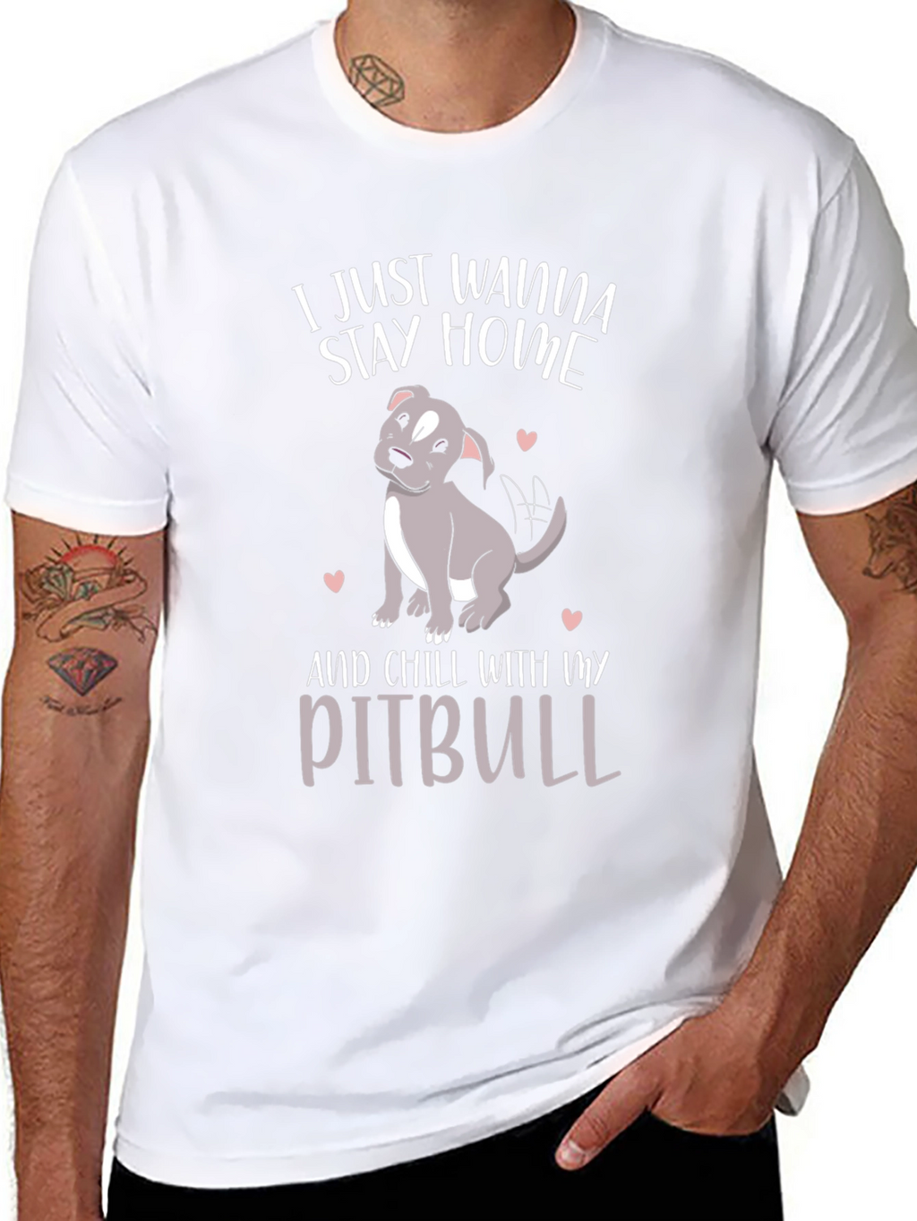 Stay Home Pitbull T-Shirt - Casual Cotton Tee