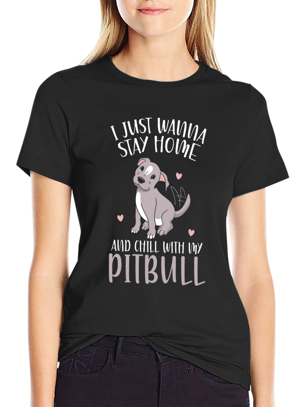 Stay Home Pitbull T-Shirt - Casual Cotton Tee