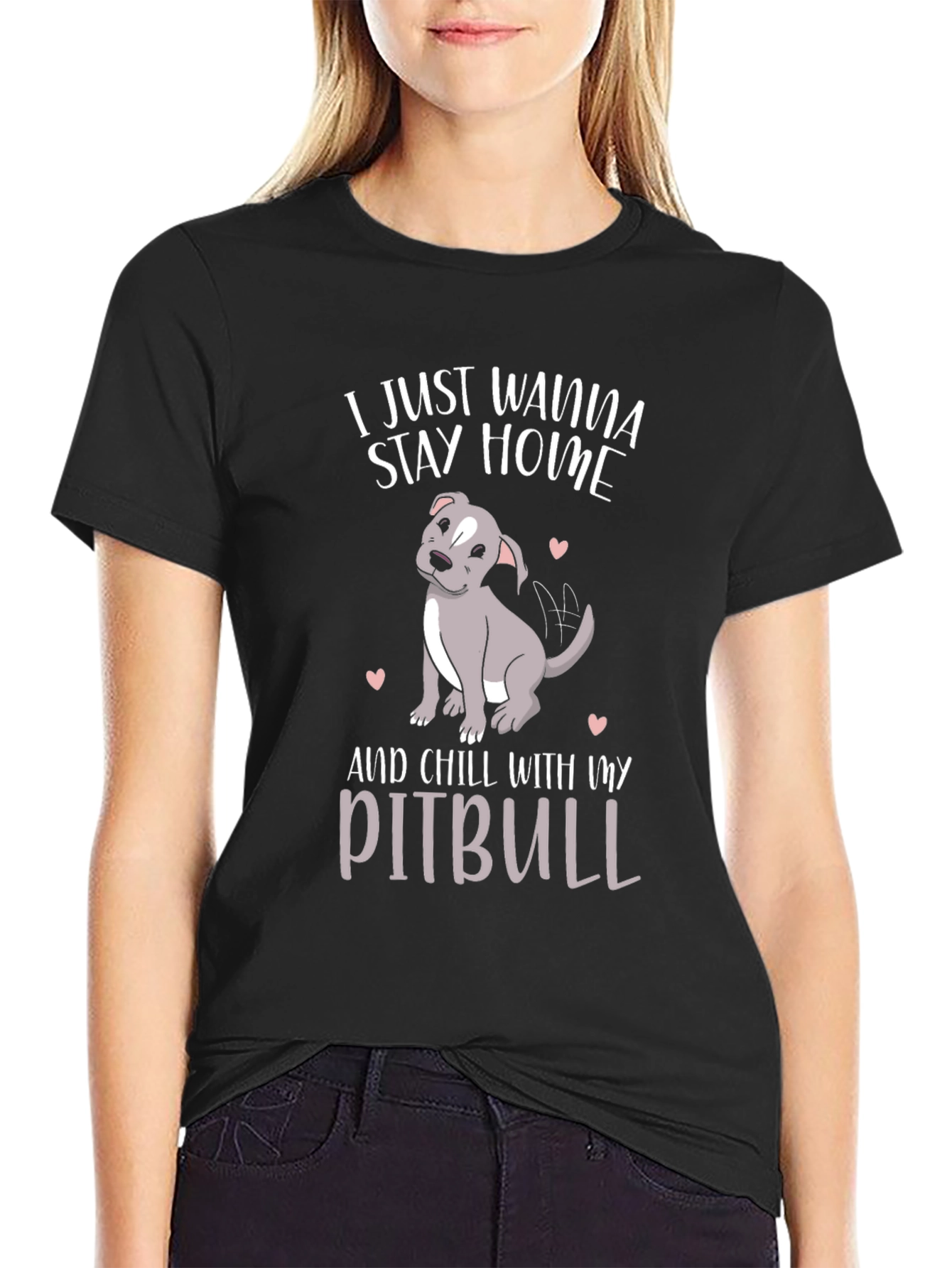 Stay Home Pitbull T-Shirt - Casual Cotton Tee