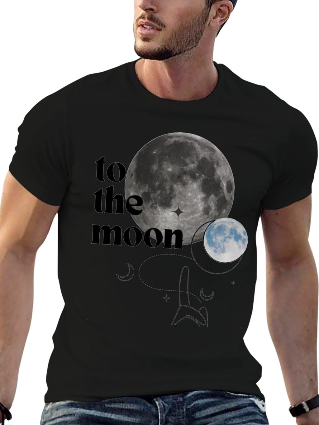 To The Moon Graphic T-Shirt - Black