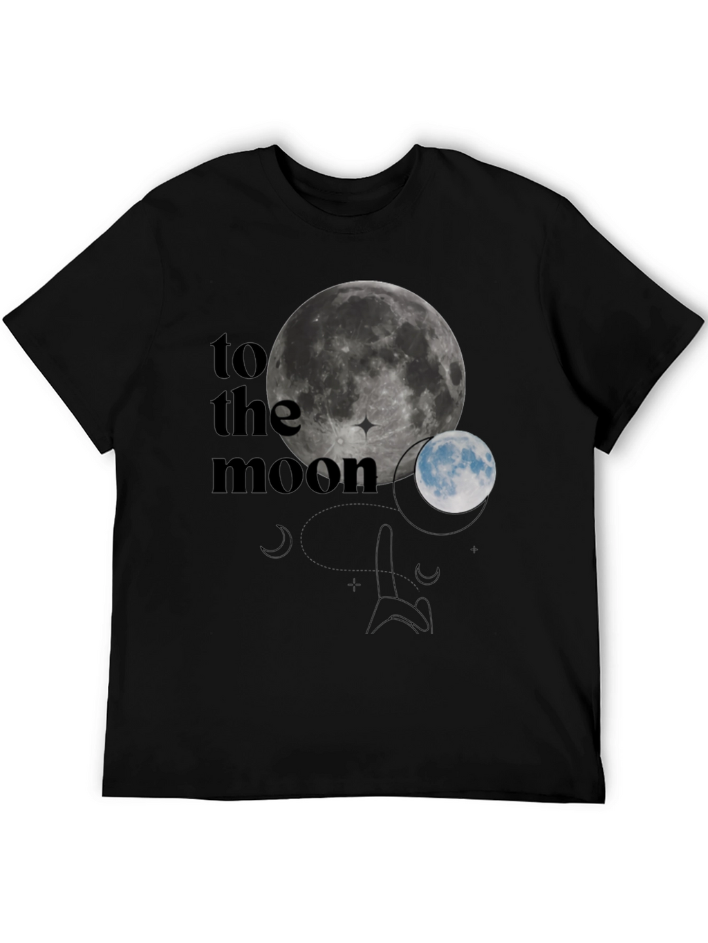 To The Moon Graphic T-Shirt - Black