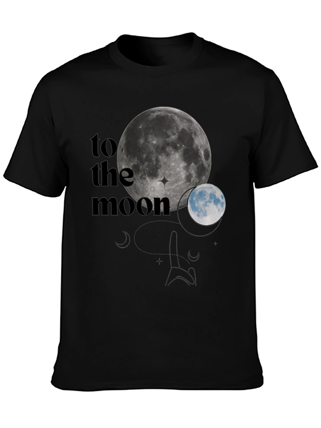 To The Moon Graphic T-Shirt - Black