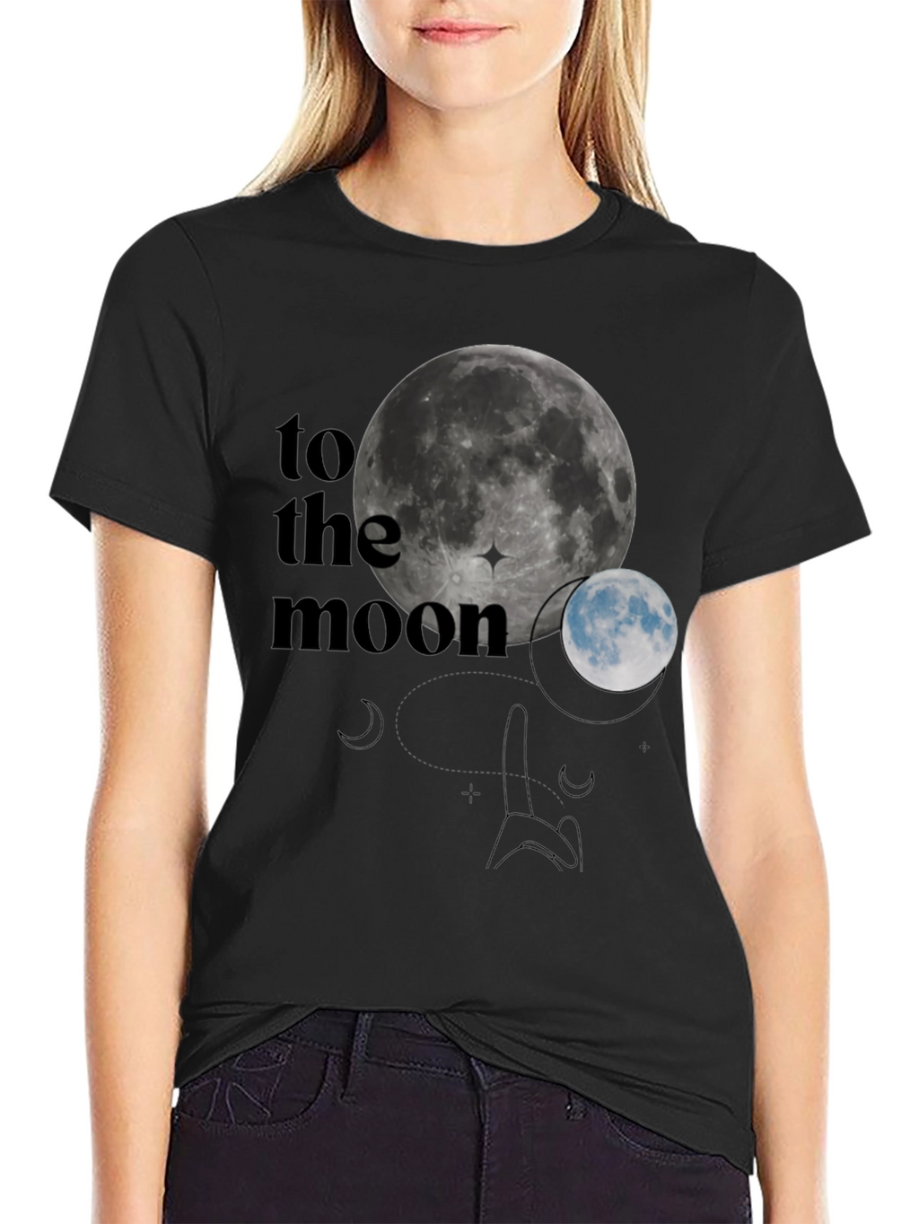 To The Moon Graphic T-Shirt - Black
