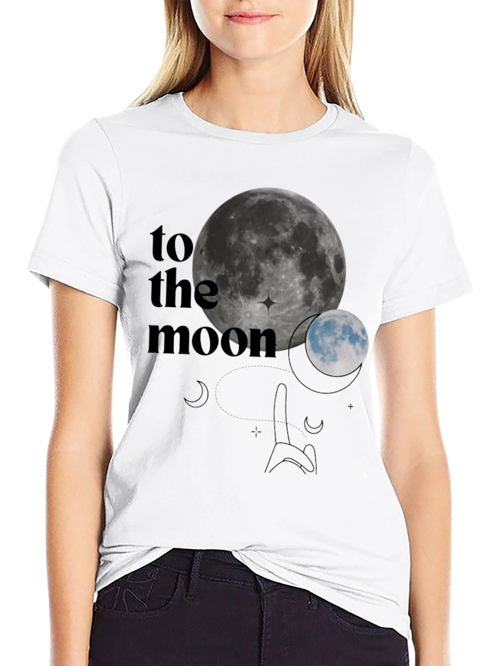 To The Moon Graphic T-Shirt - Black
