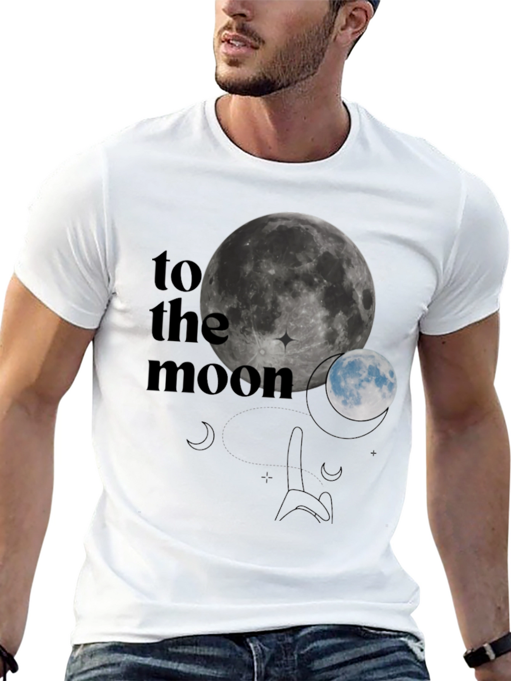 To The Moon Graphic T-Shirt - Black