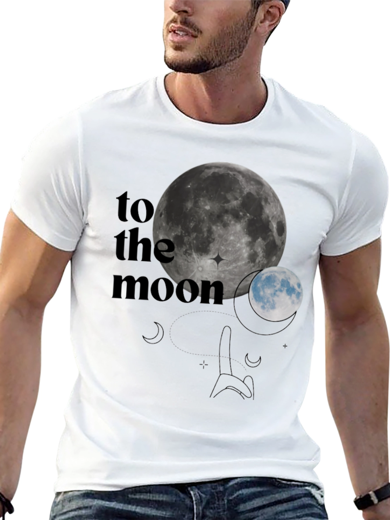 To The Moon Graphic T-Shirt - Black