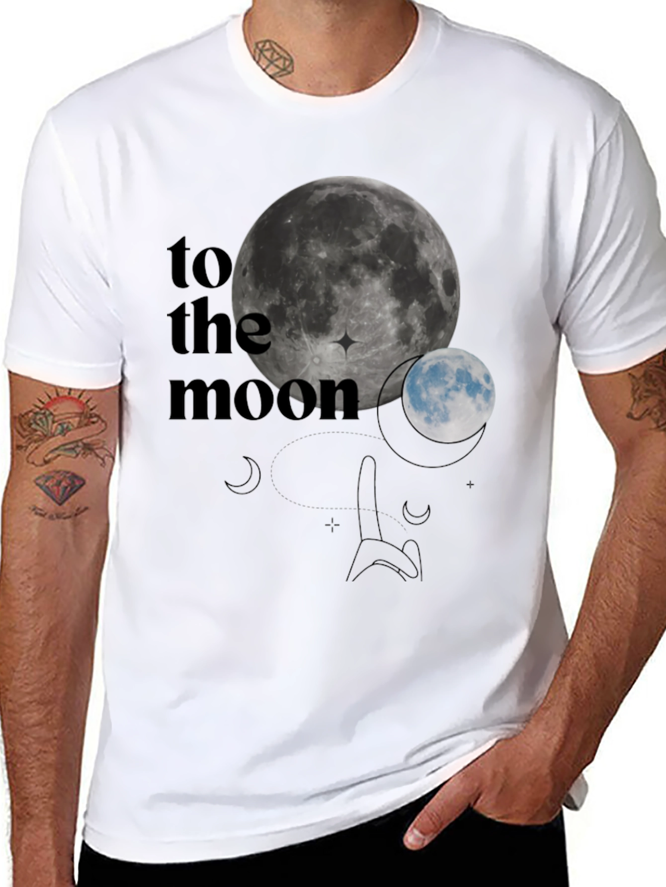 To The Moon Graphic T-Shirt - Black