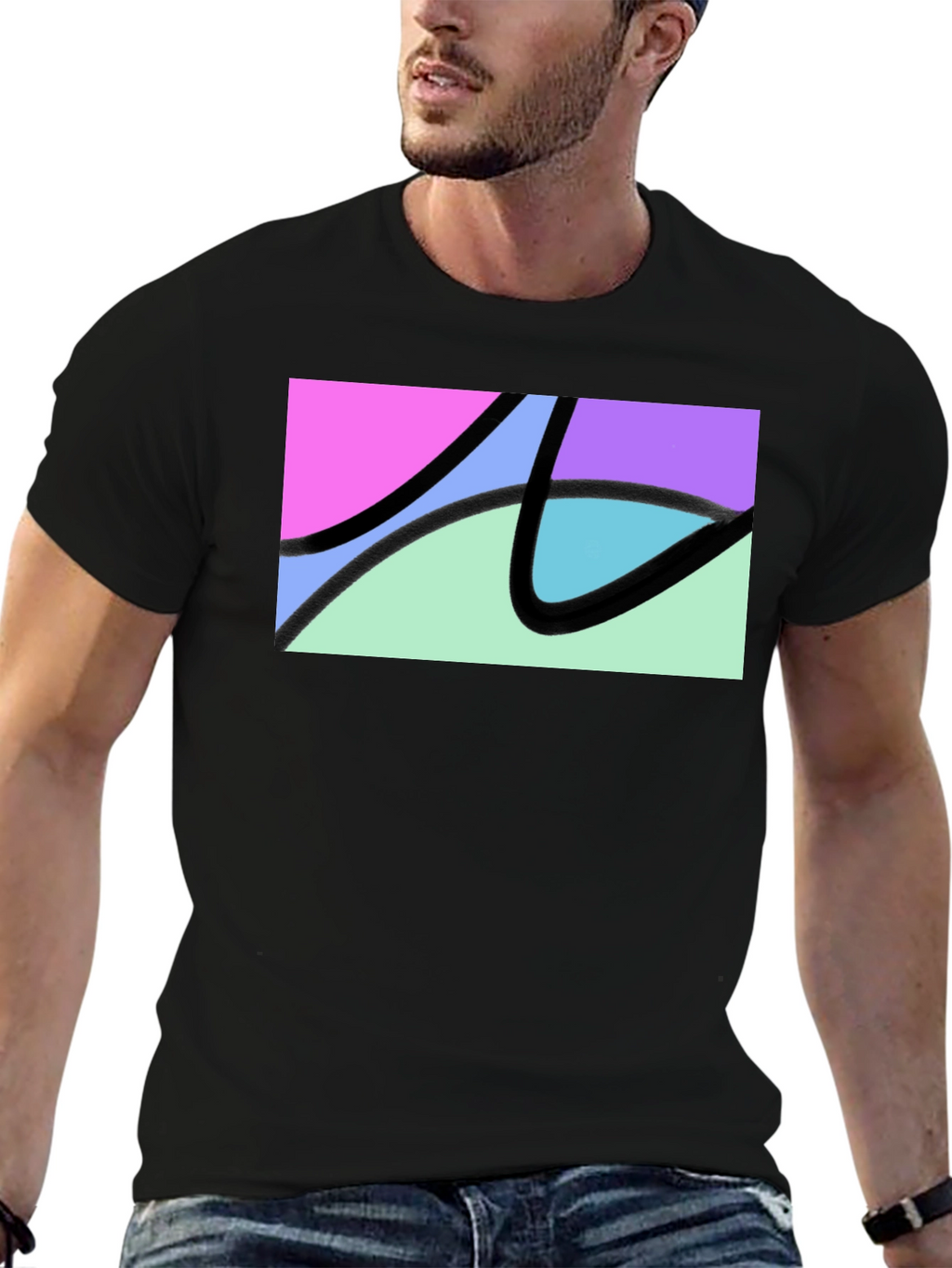 Abstract Graphic Black T-Shirt