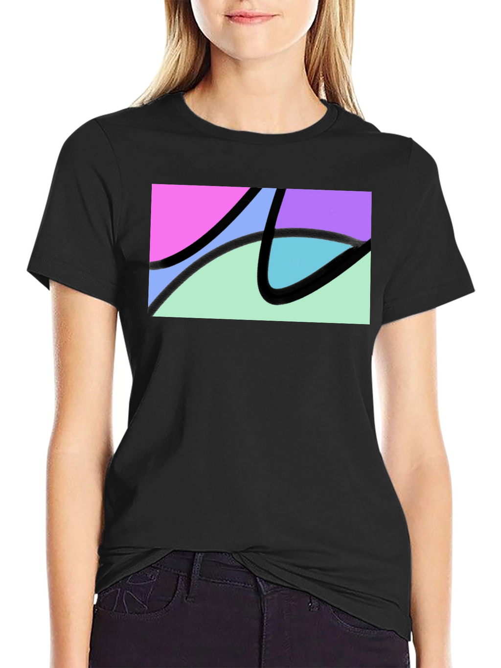 Abstract Graphic Black T-Shirt