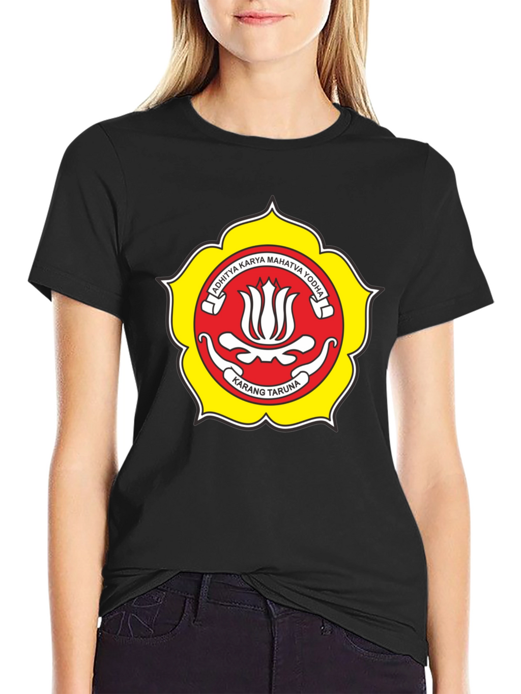 Black T-Shirt with Karang Taruna Emblem