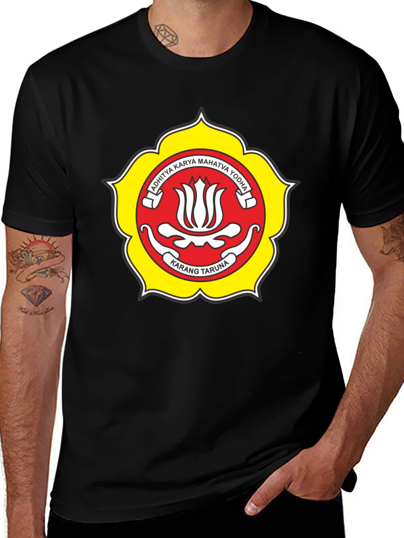 Black T-Shirt with Karang Taruna Emblem