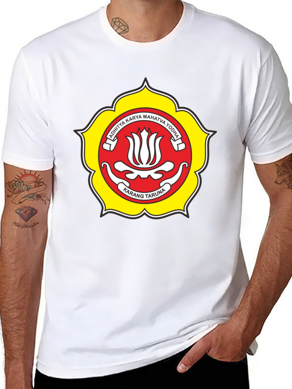 Black T-Shirt with Karang Taruna Emblem