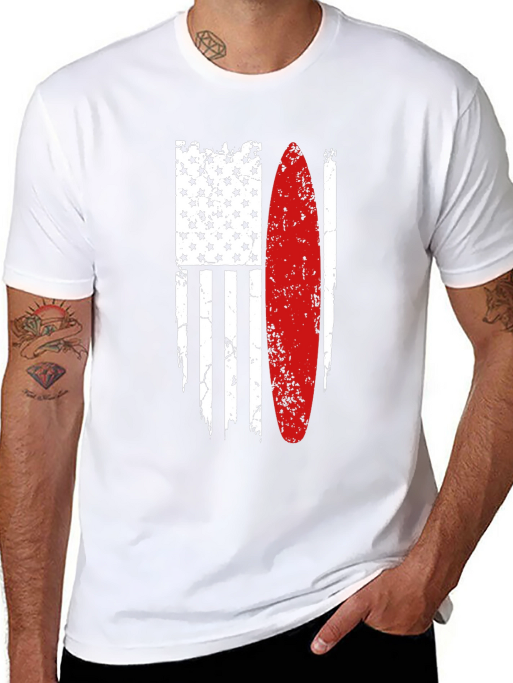 Surfboard American Flag Graphic Tee