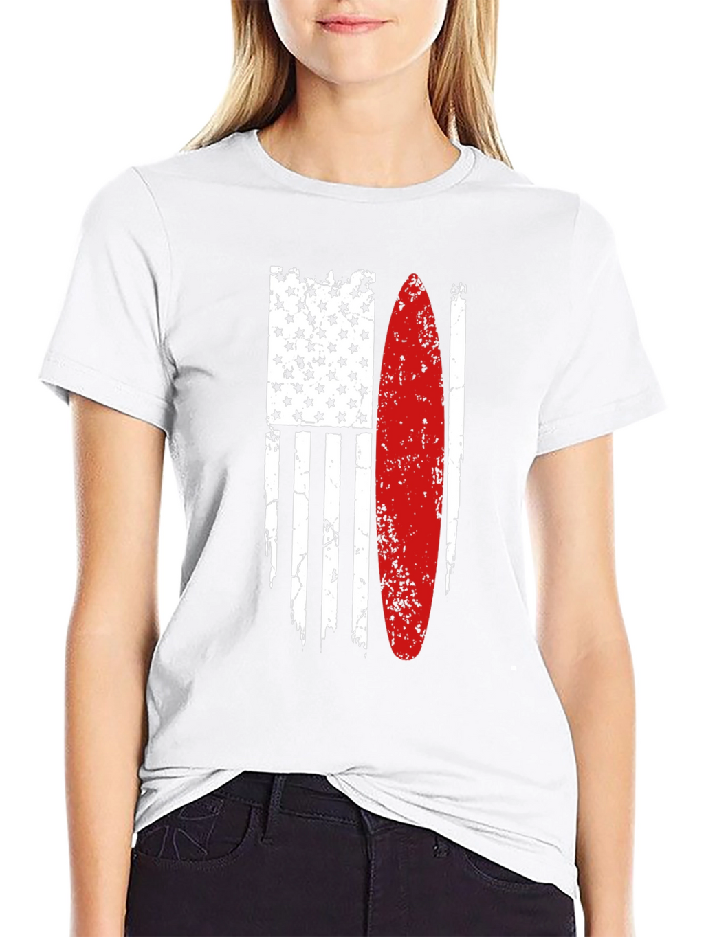 Surfboard American Flag Graphic Tee