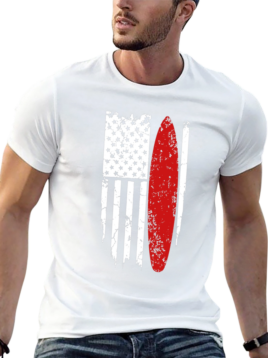 Surfboard American Flag Graphic Tee