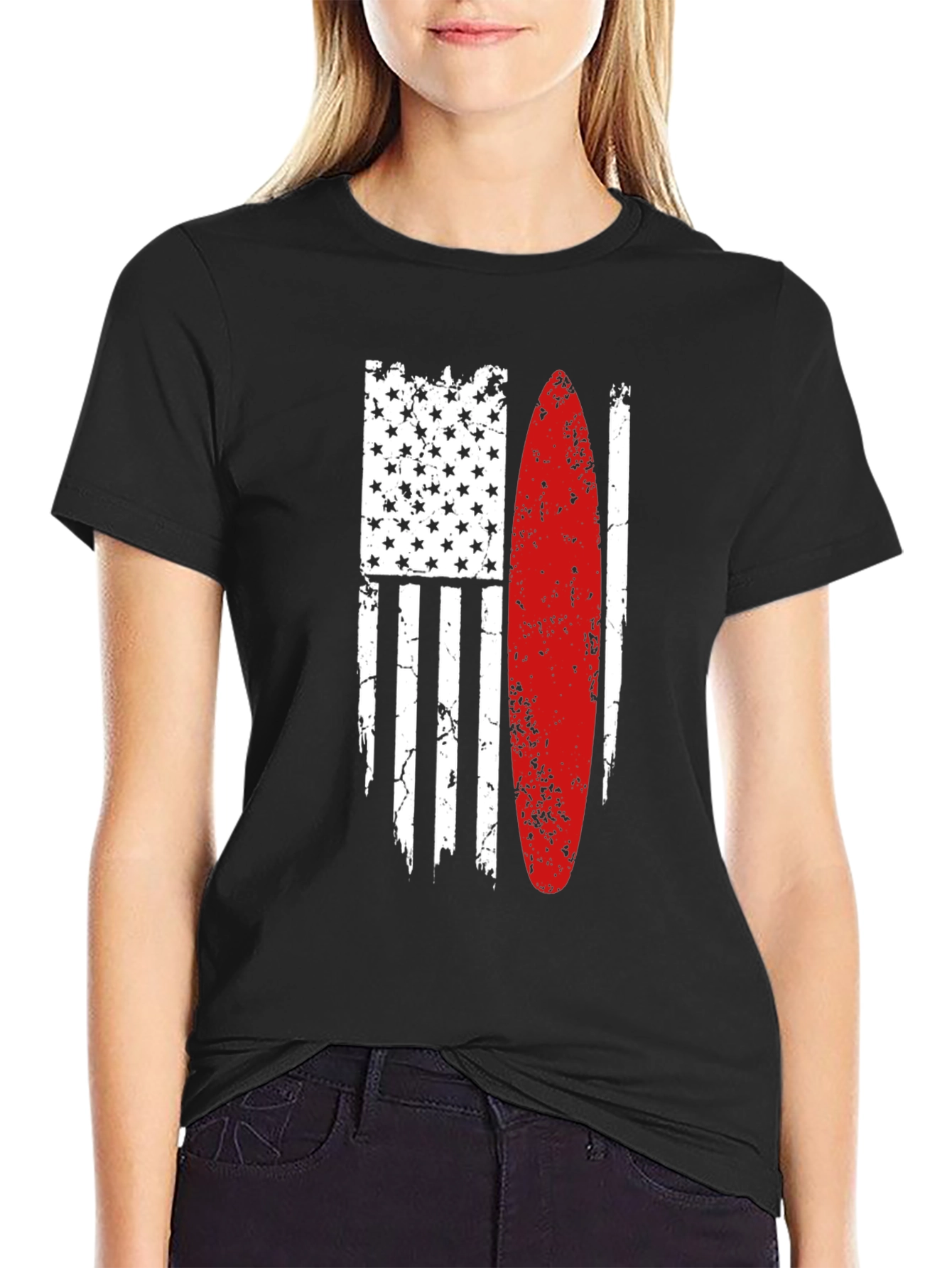 Surfboard American Flag Graphic Tee