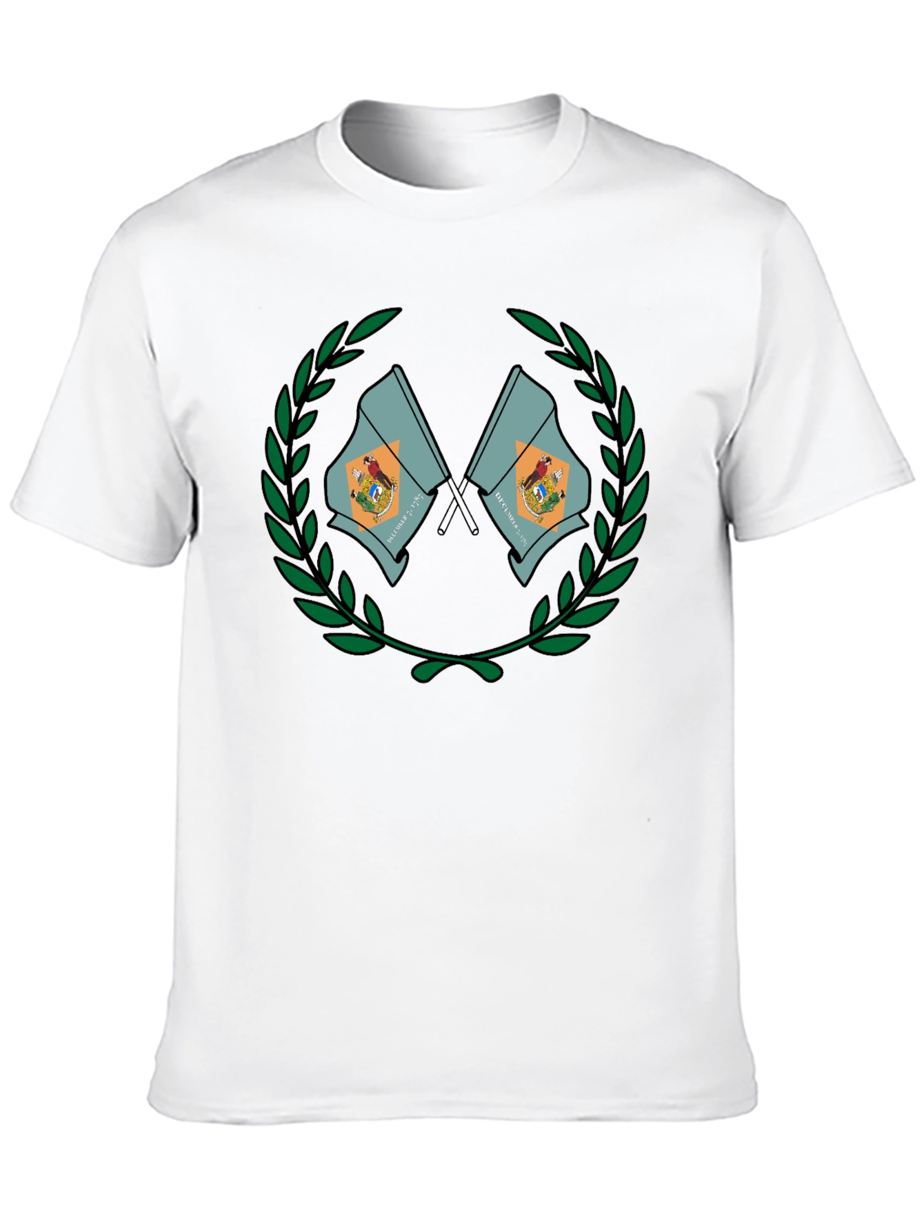Delaware State Flag Emblem Black T-Shirt