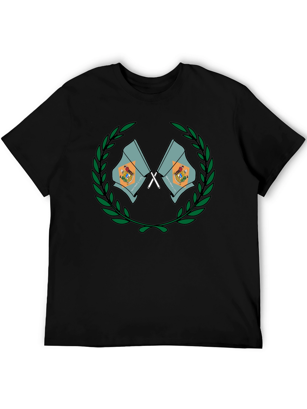 Delaware State Flag Emblem Black T-Shirt