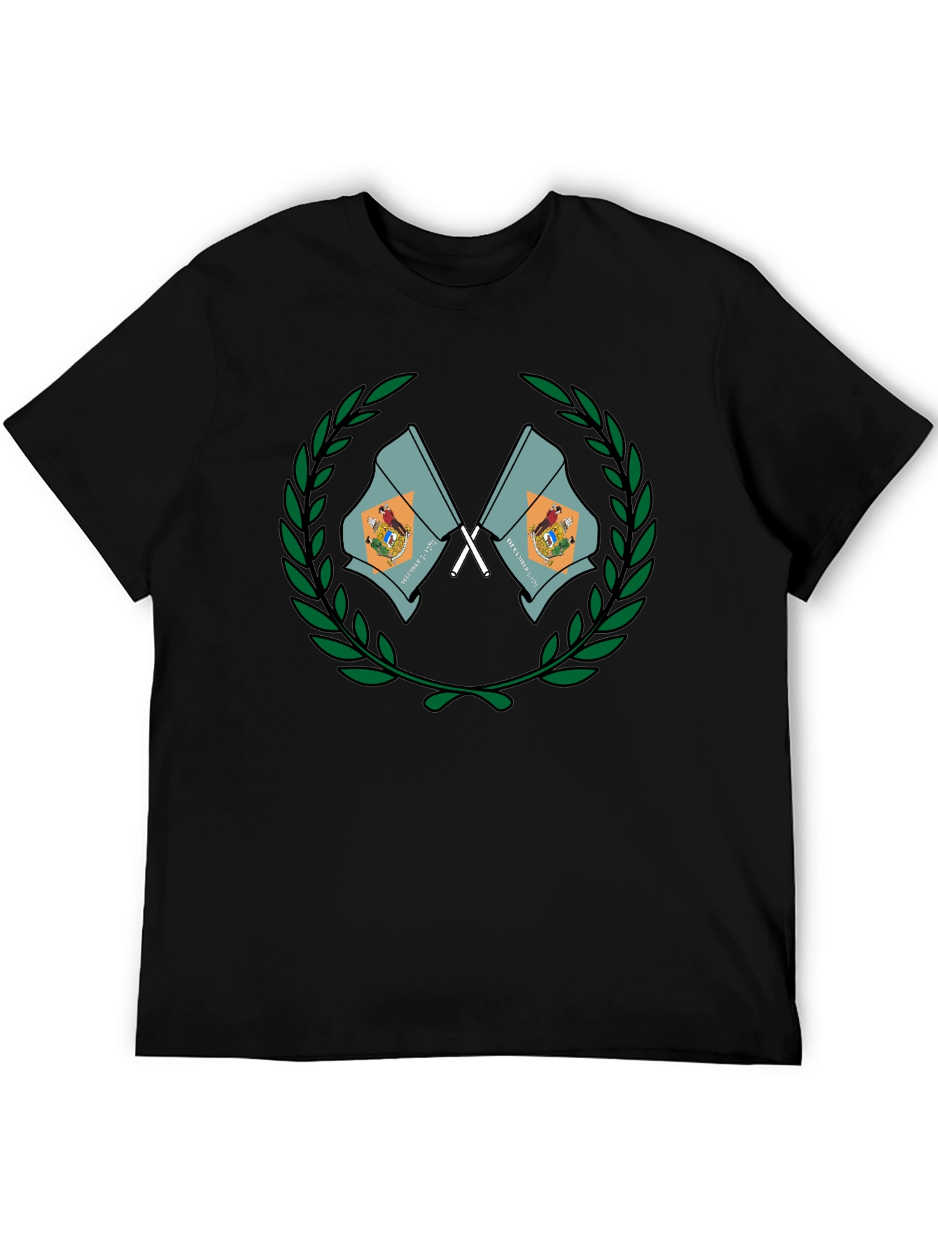Delaware State Flag Emblem Black T-Shirt