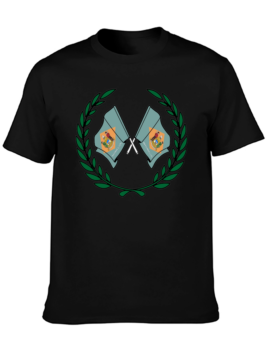 Delaware State Flag Emblem Black T-Shirt