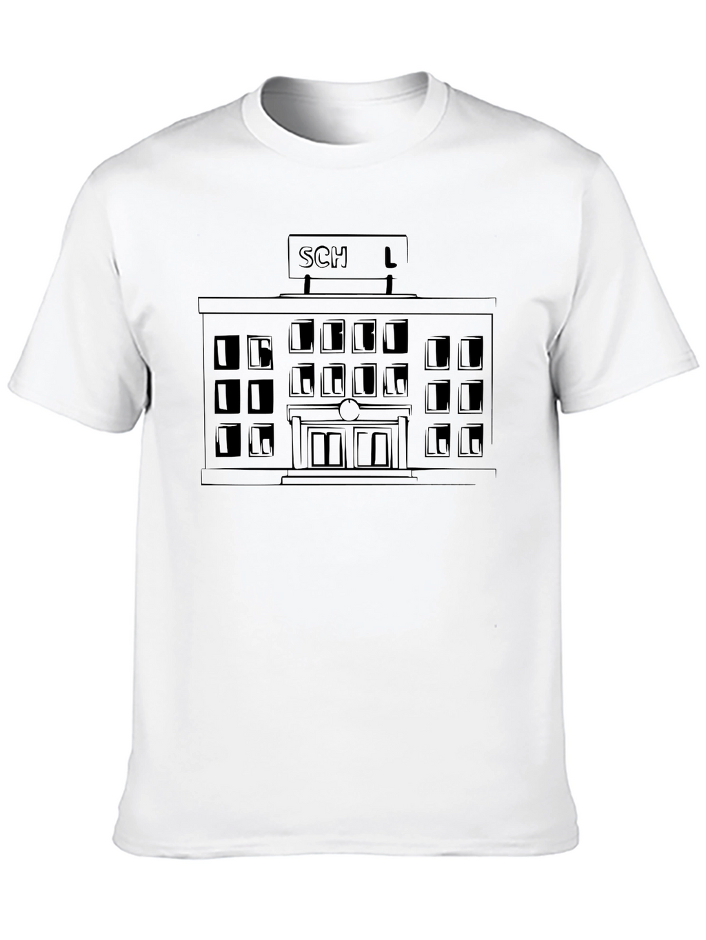 School Building Graphic Black T-Shirt