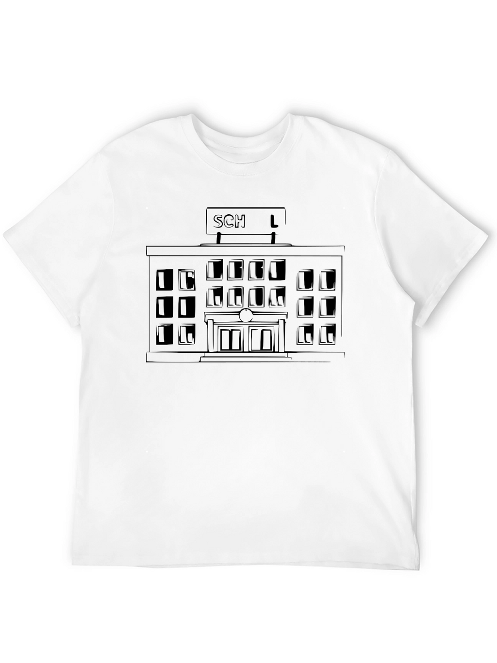 School Building Graphic Black T-Shirt