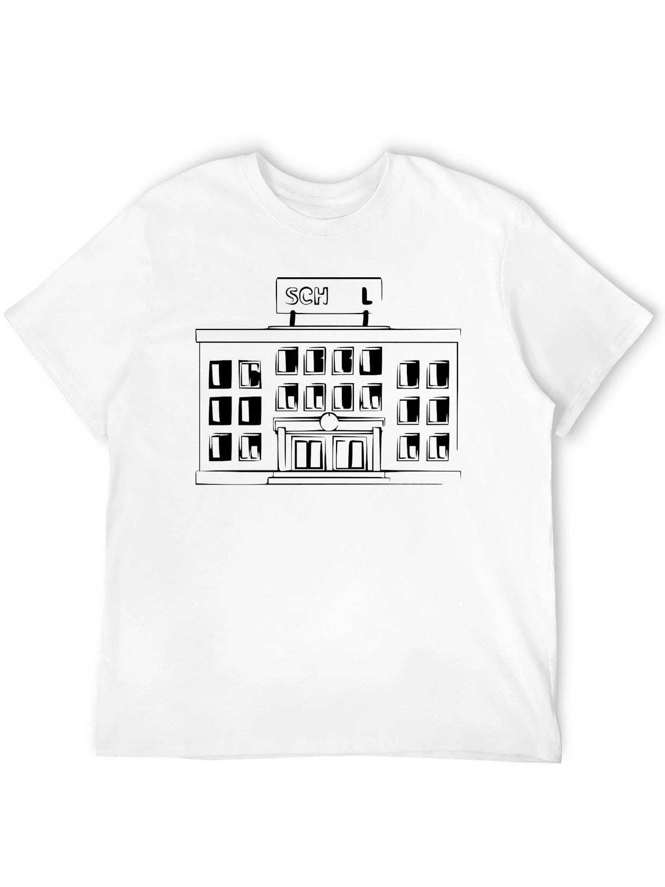 School Building Graphic Black T-Shirt