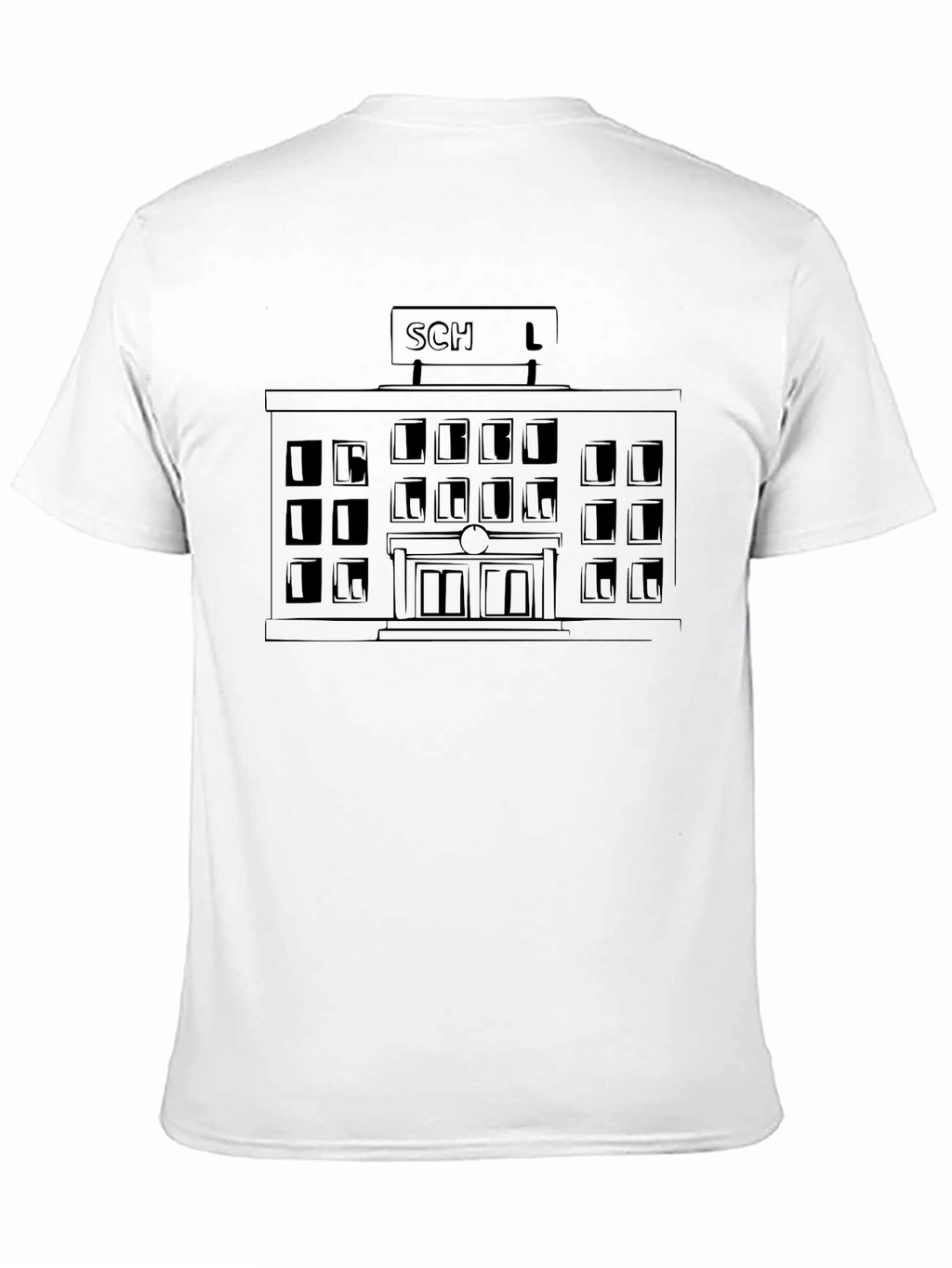 School Building Graphic Black T-Shirt