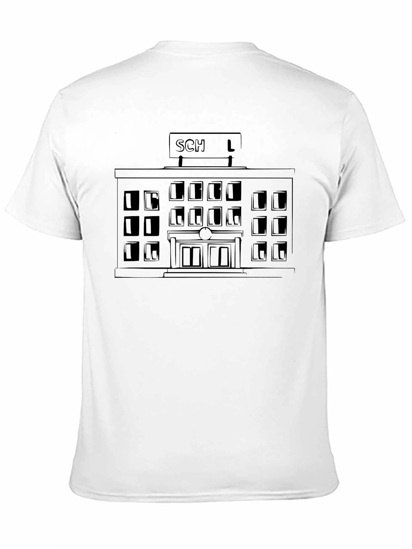 School Building Graphic Black T-Shirt
