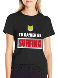 Id Rather Be Surfing Mens Black Graphic T-Shirt