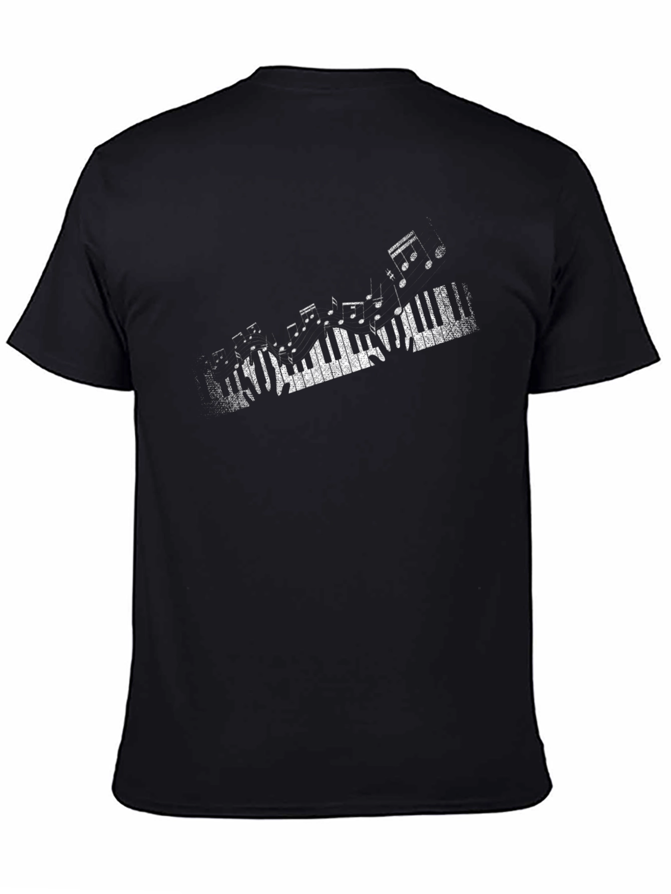 Piano Keys Graphic Print Black T-Shirt