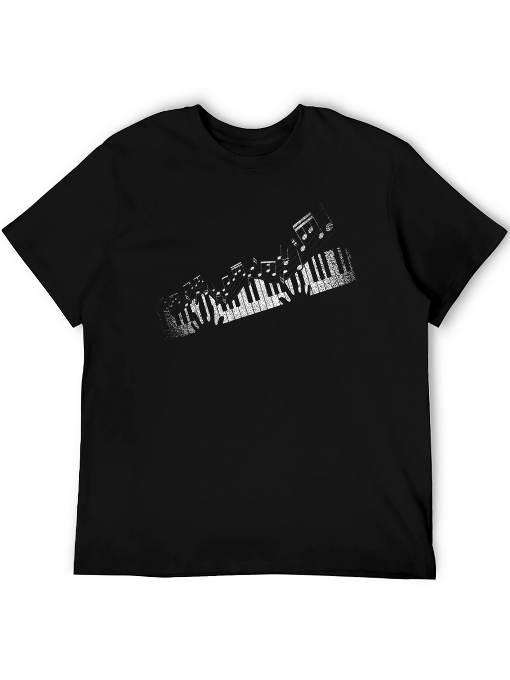 Piano Keys Graphic Print Black T-Shirt