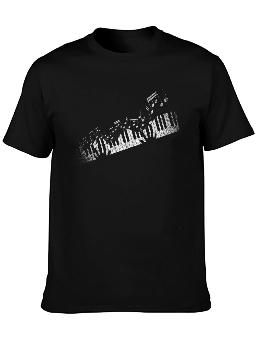 Piano Keys Graphic Print Black T-Shirt