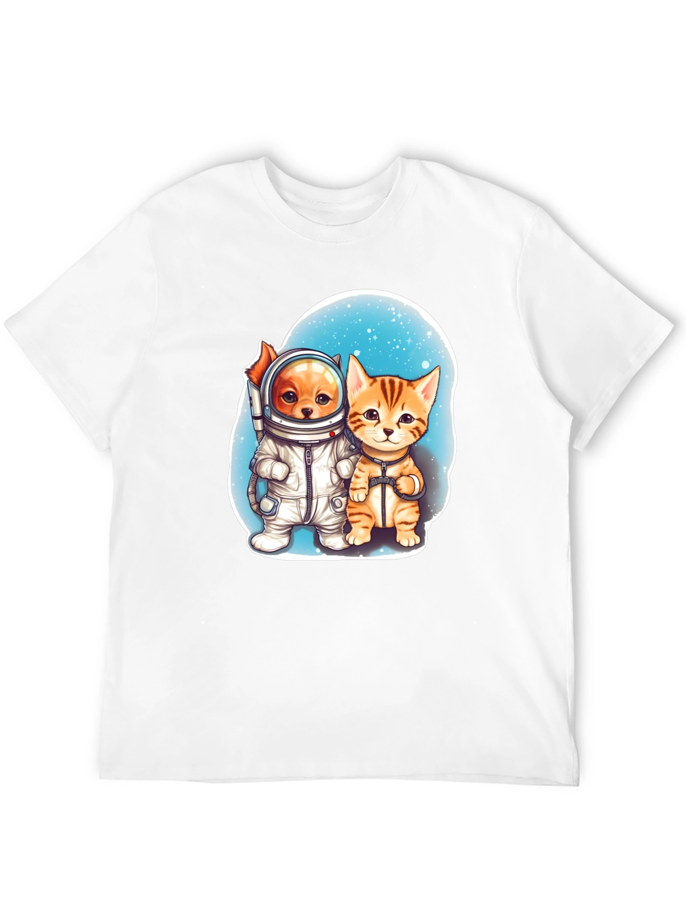 Astronaut Dog & Cat Graphic Tee - Space Adventure!