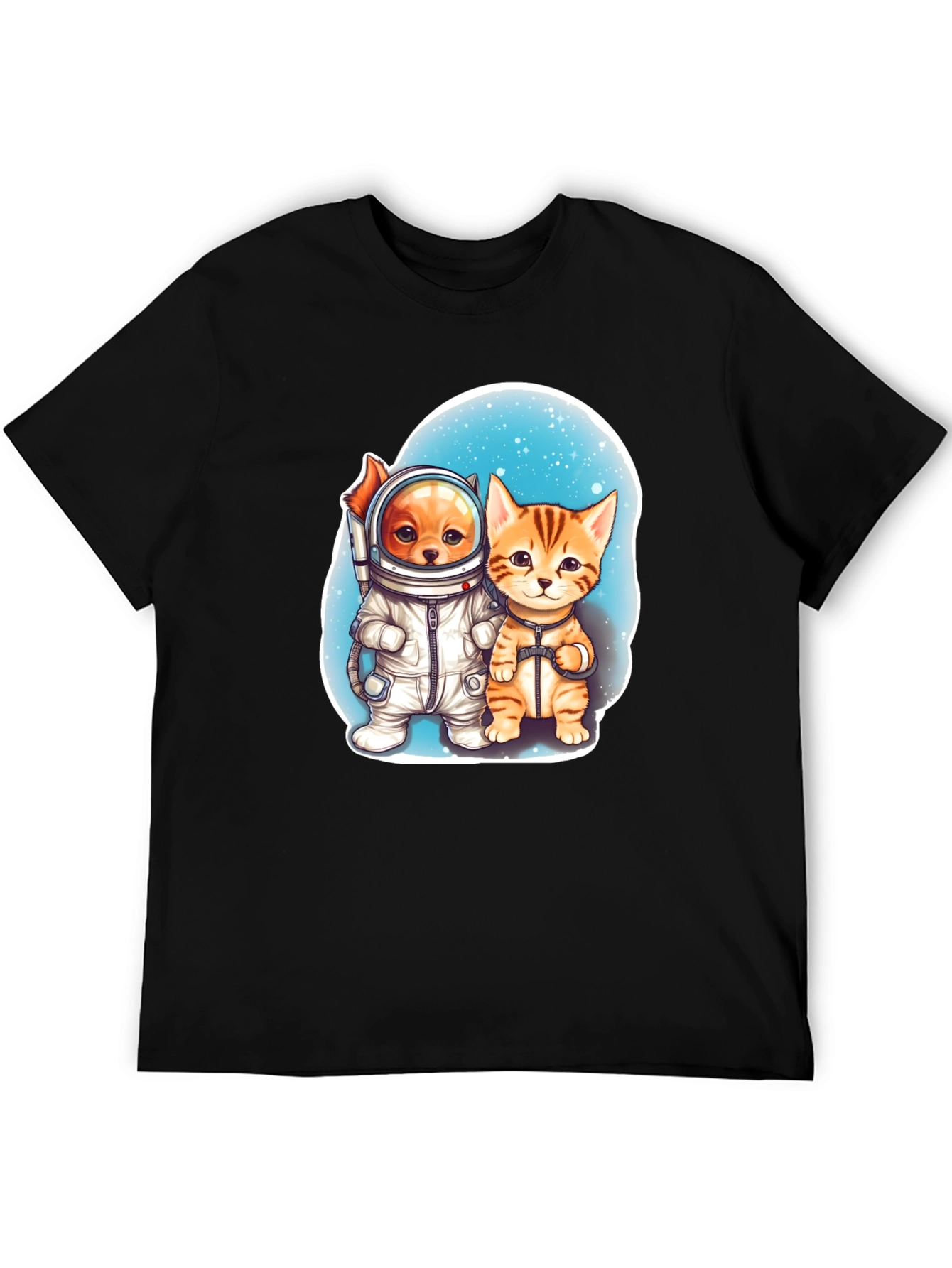 Astronaut Dog & Cat Graphic Tee - Space Adventure!
