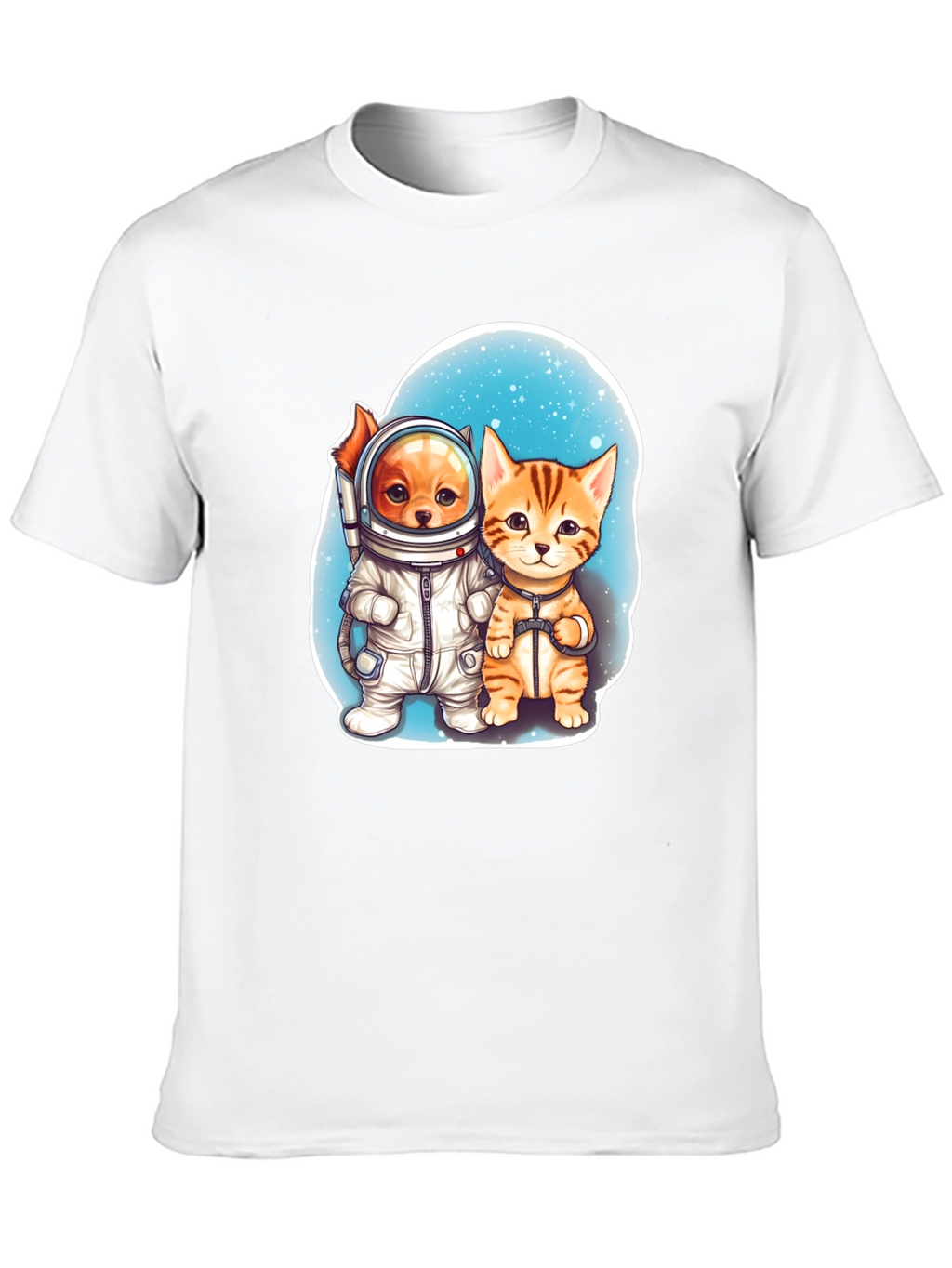 Astronaut Dog & Cat Graphic Tee - Space Adventure!