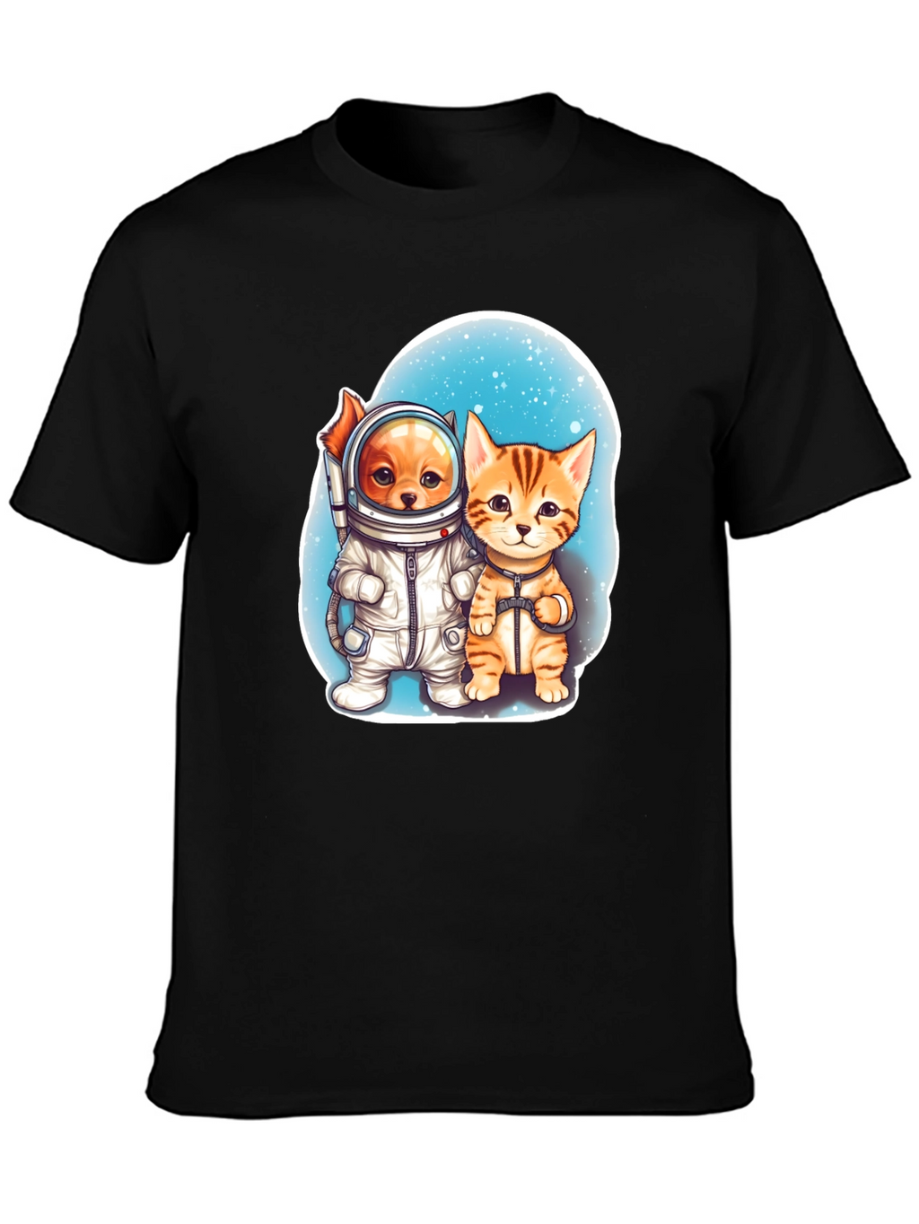 Astronaut Dog & Cat Graphic Tee - Space Adventure!
