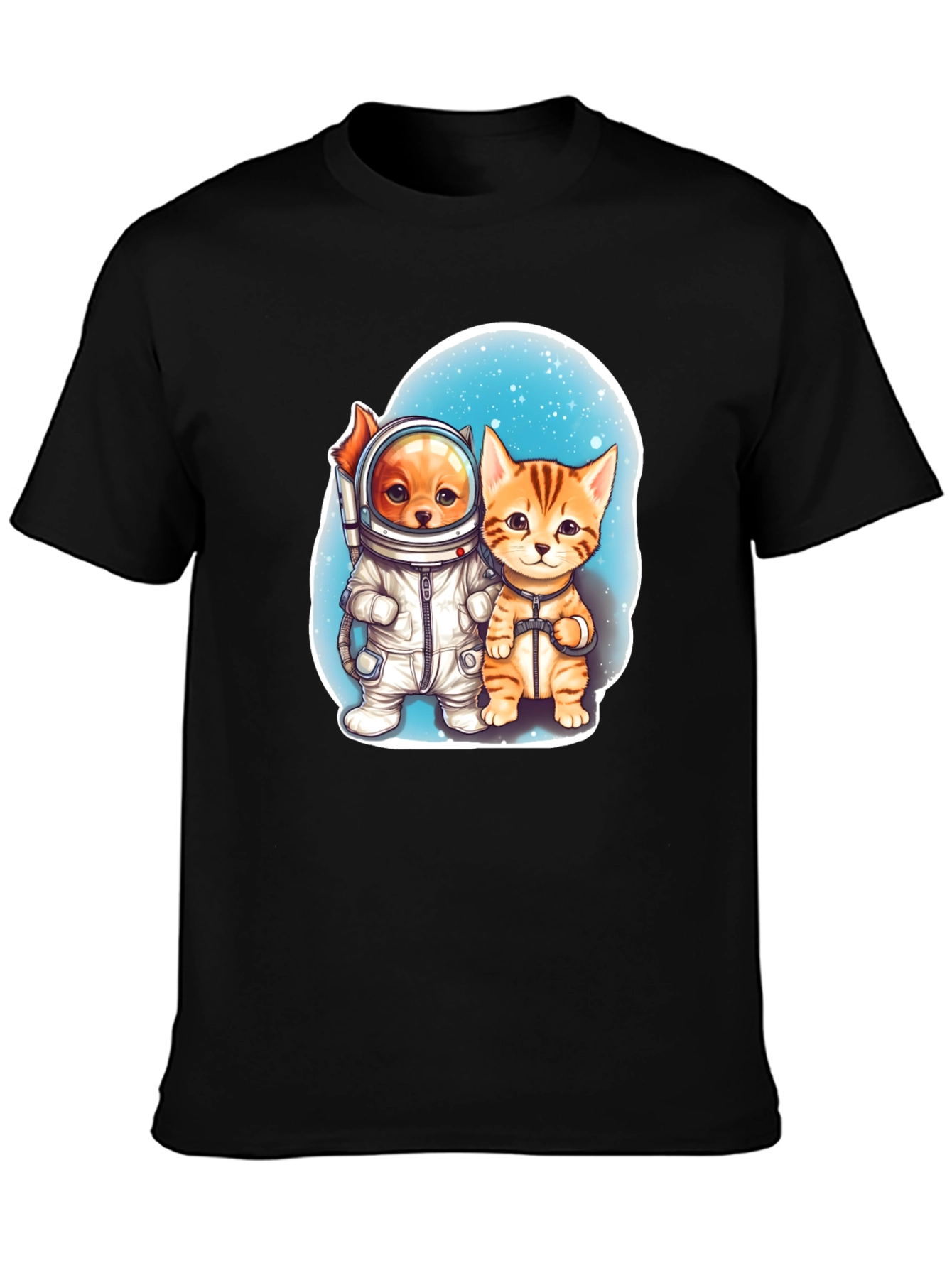 Astronaut Dog & Cat Graphic Tee - Space Adventure!