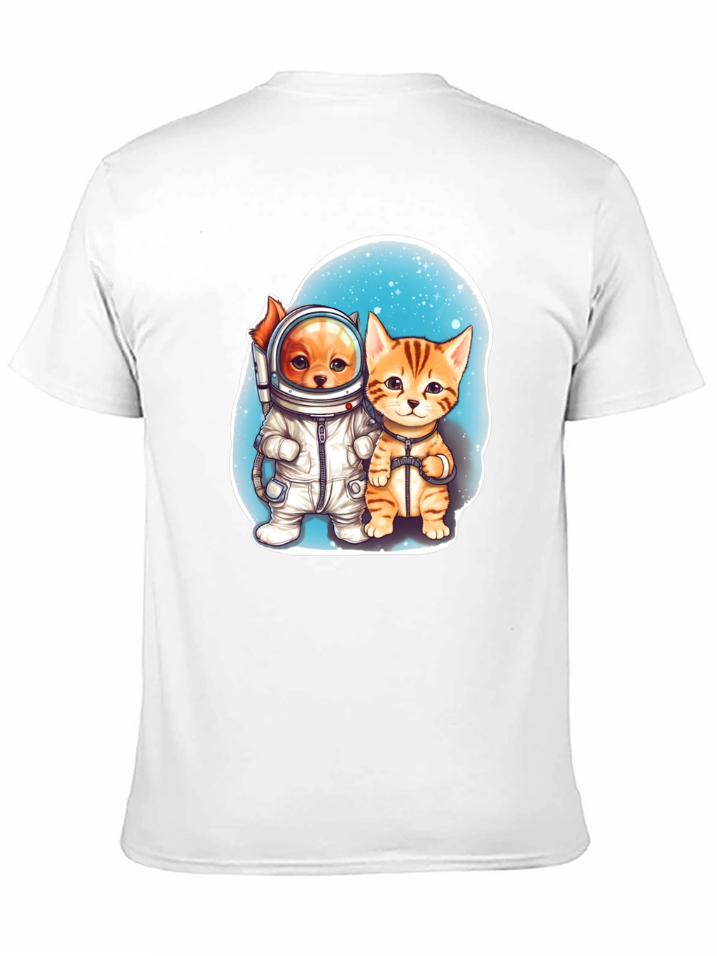 Astronaut Dog & Cat Graphic Tee - Space Adventure!
