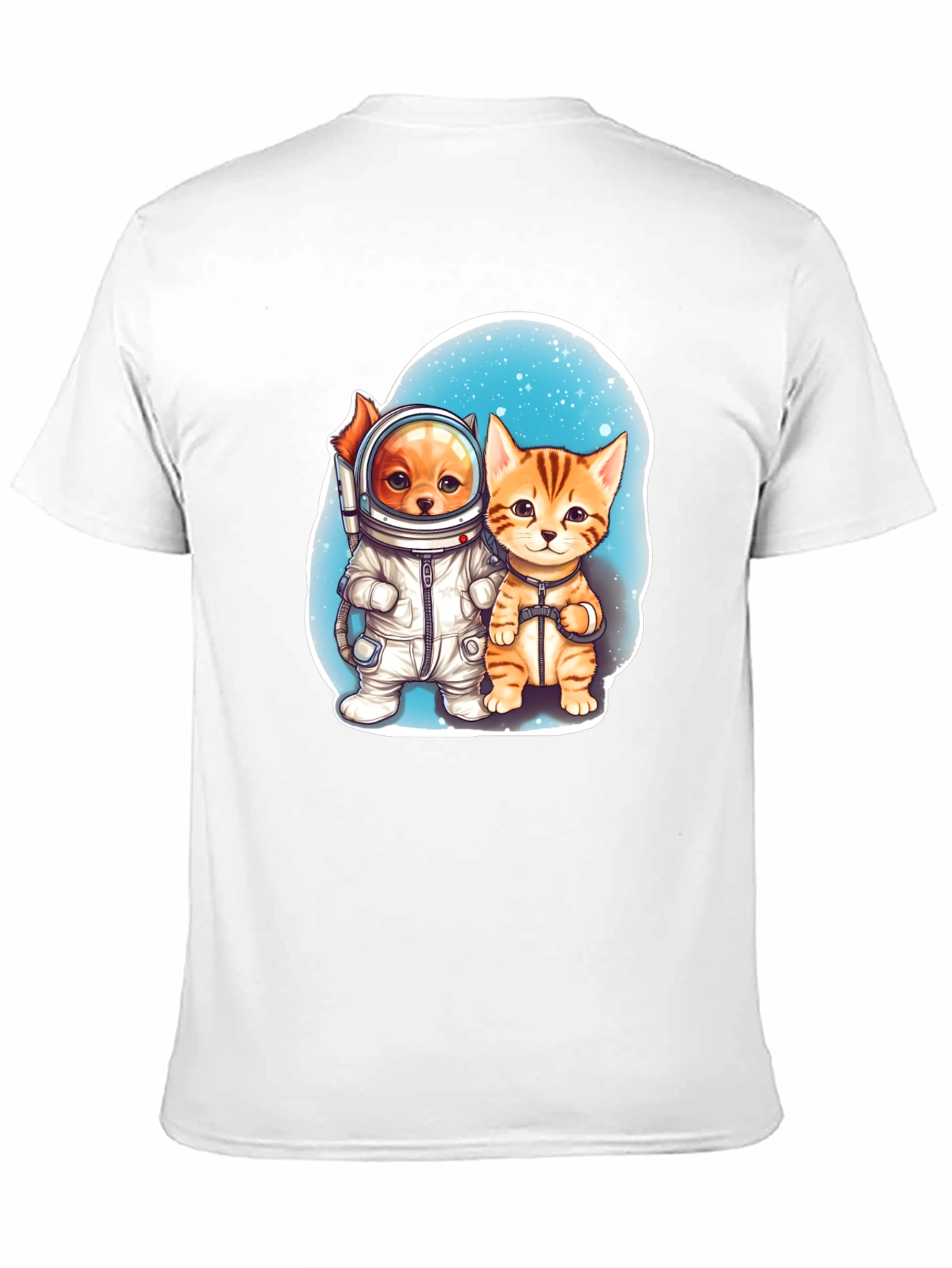 Astronaut Dog & Cat Graphic Tee - Space Adventure!
