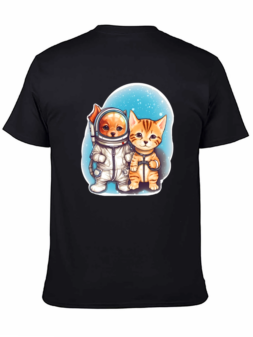 Astronaut Dog & Cat Graphic Tee - Space Adventure!