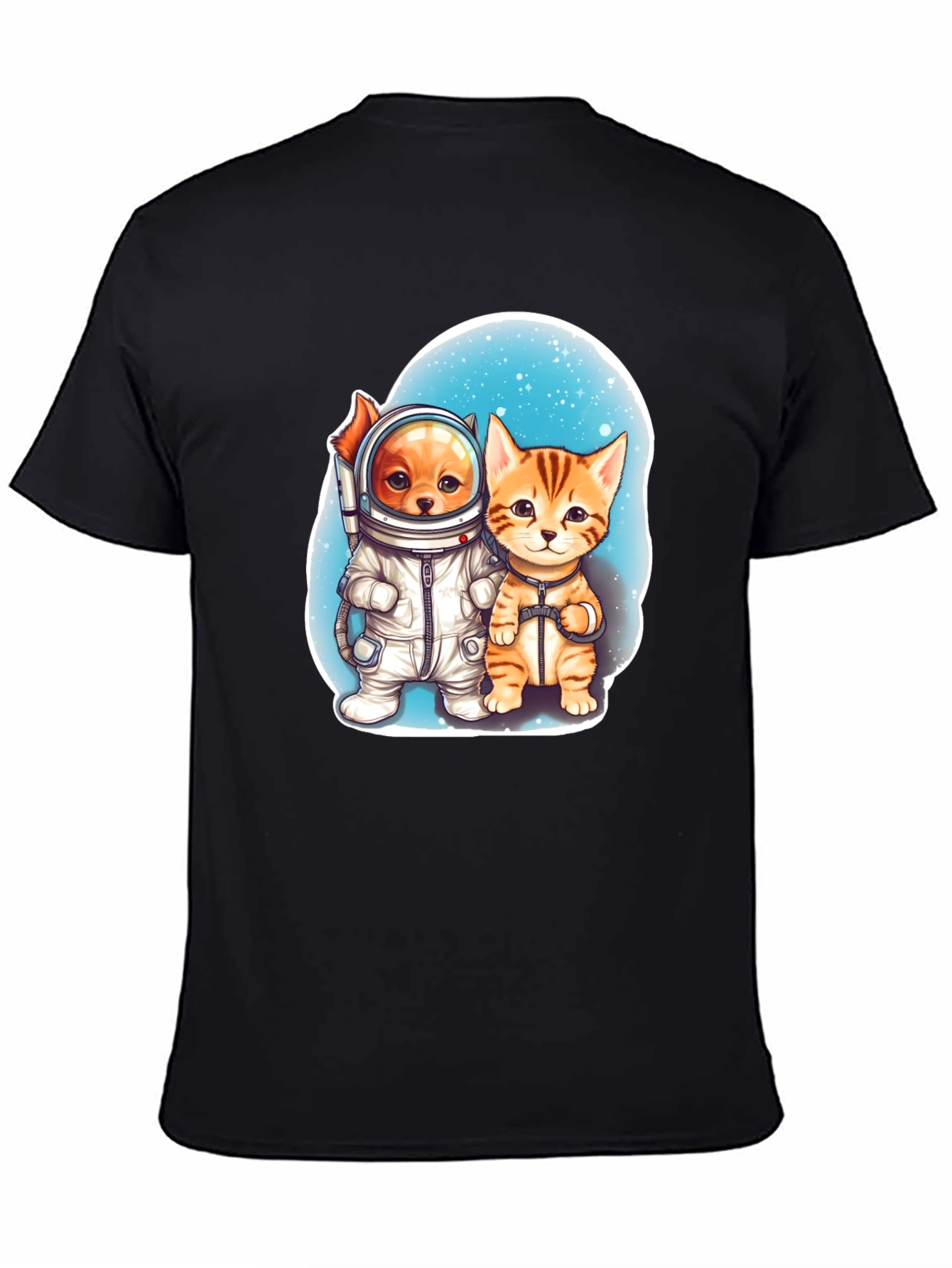 Astronaut Dog & Cat Graphic Tee - Space Adventure!