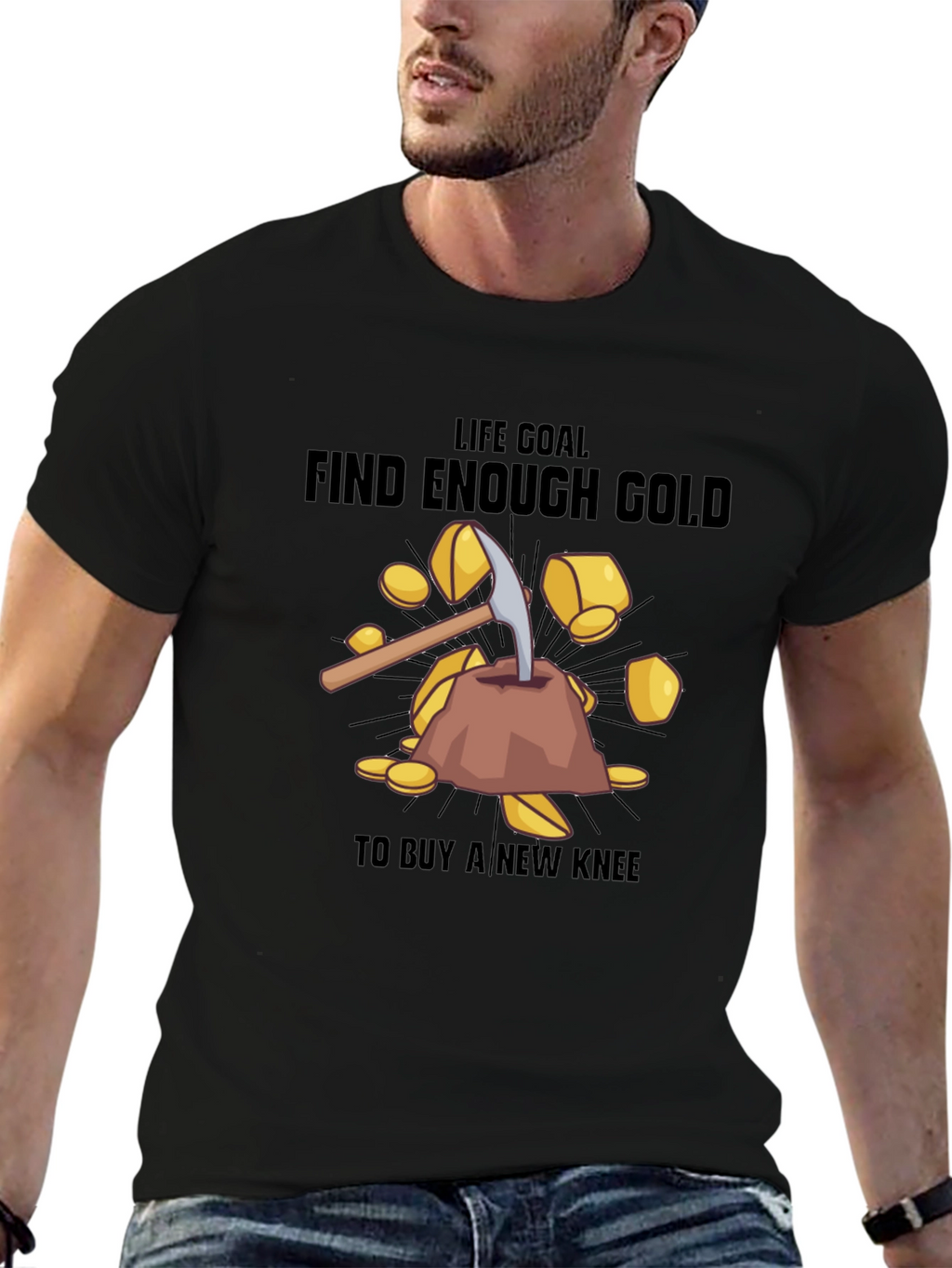 Find Enough Gold Black T-Shirt