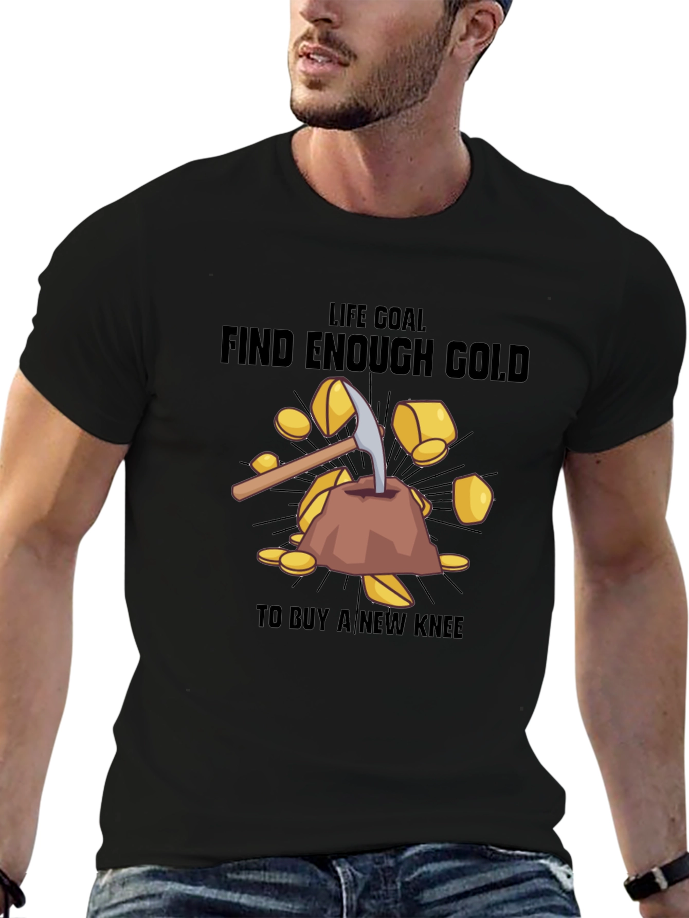 Find Enough Gold Black T-Shirt